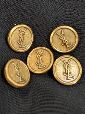 Yves Saint Laurent Gold Logo 5 brass Buttons